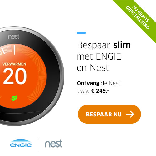 Gratis een Nest thermostaat + installatie t.w.v. € 249.-