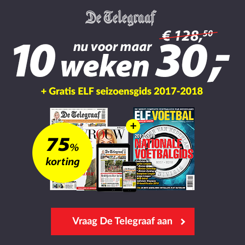 Ontvang een ELF Voetbal Seizoensgids t.w.v. €5,95,-bij een Telegraaf abonnement van 10 weken met 75% korting. Inclusief de magazines VROUW en VRIJ.