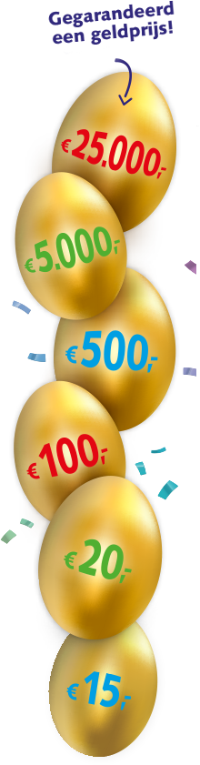 Het Gouden Ei | Ontvang bedrag tussen €15,- en €25000.-!