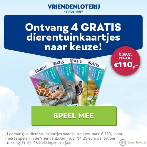 Vriendenloterij met Gratis Dierentuinkaartjes