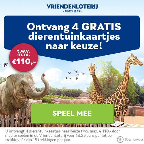 Vriendenloterij met Gratis Dierentuinkaartjes