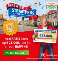 Postcode loterij straatprijs actie met elke week € 25000.-