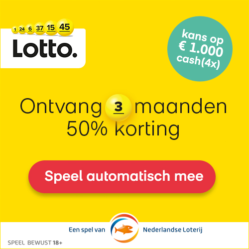 Lotto trekking met 50% korting + kans € 1000.- cash