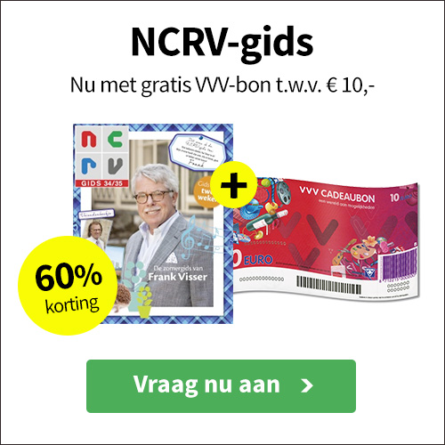 Tv gids NCRV nu extra voordelig. Nu €35,- per jaar + Gratis VVV bon t.w.v. €10.-. Een prima tv, radio en film magazine vol met leuke informatie.