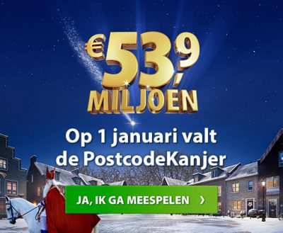 1 januari trekking van Postcode loterij miljoenenjacht!