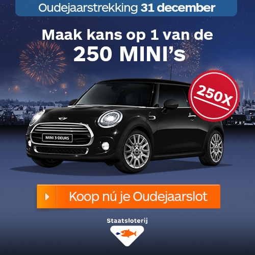 Oudejaarstrekking | Win 250 MINI's + Jackpot €7,5 miljoen