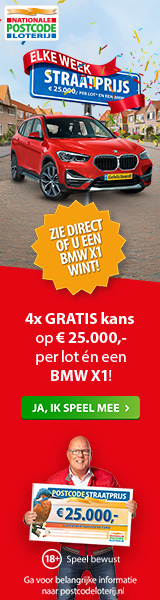 Postcode loterij straatprijs actie met elke week € 25000.-