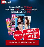 Gratis HEMA cadeaukaart t.w.v. €10,- bij de Tv krant. 26 weken voor maar €10.-!