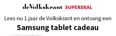 Volkskrant abonnement met 33% korting en een Gratis Samsung tablet t.w.v. €129.- cadeau. Blijf op de hoogte van het nieuws en geniet van je gratis tablet.