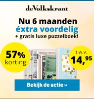 De Volkskrant 57% korting en Gratis puzzelboek t.w.v. €14.95