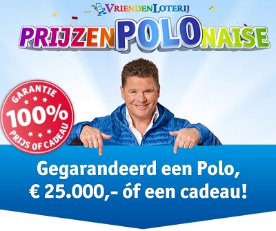 Win 1 van de 50 Volkswagen Polo's in de PrijzenPOLOnaise. Maak gegarandeerd kans op een Polo, €25.000 of een luxe cadeau t.w.v. €60.-